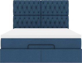 vidaXL Οθωμανικό κρεβάτι με στρώμα μπλε 140x190cm ύφασμα