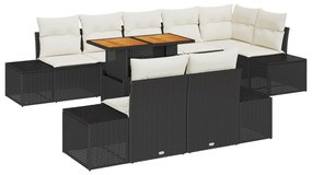 vidaXL Σετ Εξωτερικής Τραπεζαρίας 9 με Μαξιλάρια Μαύρο Ρατάν