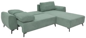 Kαναπές κρεβάτι τριθέσιος αναστρέψιμος Settee  ύφασμα με αποθηκευτικό χώρο σε μέντα απόχρωση 286x204x93εκ