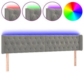 Κεφαλάρι Κρεβατιού LED Ανοιχτό Γκρι 203x16x78/88 εκ. Βελούδινο 3123638