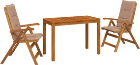 VidaXL Garden Dining Set Φυσικό Στερεό Ξύλο Ακακίας
