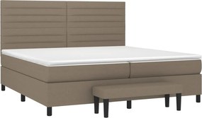 vidaXL Κρεβάτι Boxspring με Στρώμα Taupe 200x200 εκ. Υφασμάτινο