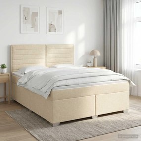 vidaXL Κρεβάτι box spring με στρώμα Κρεμ 140 x 200 cm Ύφασμα