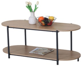 Τραπεζάκι Σαλονιού ArteLibre ARDENMOOR Δρυς/Μαύρο Μοριοσανίδα/Μέταλλο 115x50x45cm