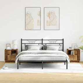 vidaXL κομοδίνα  με LED 2 τεμάχια παλιού ξύλου 50x34,5x50 εκ.