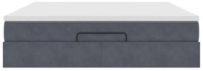 vidaXL Οθωμανικό κρεβάτι με στρώμα σκούρο γκρι 180x200cm Velvet