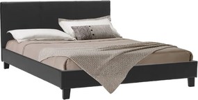Κρεβάτι Nevil pakoworld 150x200 PU χρώμα μαύρο ματ