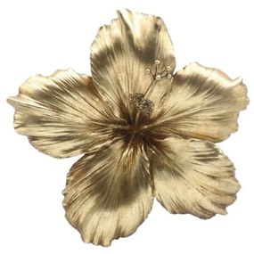 Διακοσμητικό Λουλούδι Τοίχου Ibiscus 019687 27x6xH26cm Gold Πολυρεσίνη