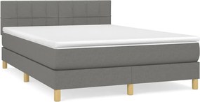vidaXL Κρεβάτι Boxspring με Στρώμα Σκούρο Γκρι 140x190 εκ. Υφασμάτινο