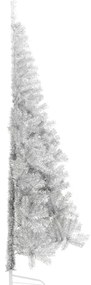 vidaXL Χριστουγεννιάτικο Δέντρο Τεχνητό Μισό με Βάση Ασημί 210 εκ. PET