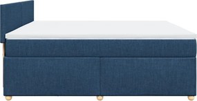 vidaXL Κρεβάτι Boxspring με Στρώμα Μπλε 200x200 εκ. Υφασμάτινο