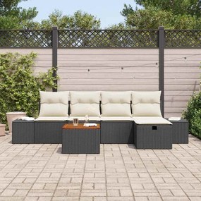 vidaXL Σετ Καναπέ Κήπου με μαξιλάρι 6 pcs Μαύρο Πολυ ράταν