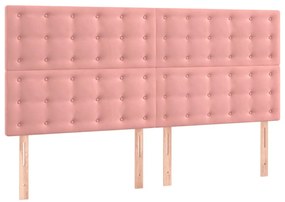 vidaXL Κρεβάτι Boxspring με Στρώμα Ροζ 160x200 εκ. Βελούδινο