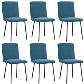 vidaXL Καρέκλες Τραπεζαρίας 6 τεμ. Μπλε Βελούδινες