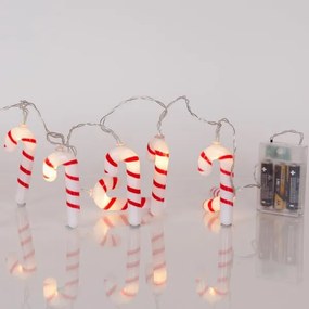 Eurolamp Σειρά Με 10 Ζαχαρωτά LED Θερμό Λευκό 1.35m Χρονοδιακόπτης Μπαταρίας Διαφανές Καλώδιο 600-03069