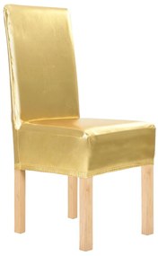 vidaXL Καλύμματα Καρέκλας Ελαστικά Ίσια 6 τεμ. Χρυσά