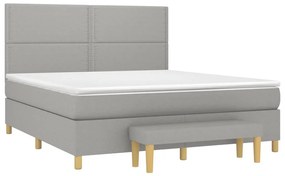 Κρεβάτι Boxspring με Στρώμα Ανοιχτό Γκρι 180x200 εκ. Υφασμάτινο - Γκρι