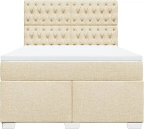 vidaXL Κρεβάτι Boxspring με Στρώμα Κρεμ 140x190 εκ. Υφασμάτινο