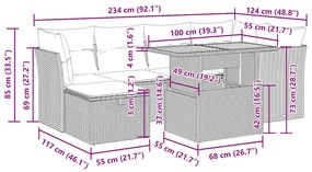 Καναπές Σετ 7Τεμαχίων Μαύρο Συνθετικό Ρατάν με Μαξιλάρια Ακακία - Μαύρο