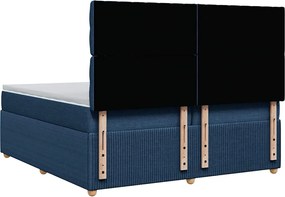 vidaXL Κρεβάτι Boxspring με Στρώμα Μπλε 200x200 εκ. Υφασμάτινο