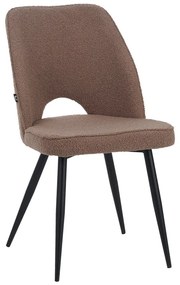 Καρέκλα Renish pakoworld μπουκλέ ύφασμα cappuccino - μαύρα μεταλλικά πόδια 47x61x85εκ
