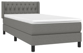 vidaXL Κρεβάτι Boxspring με Στρώμα Σκούρο Γκρι 100x200 εκ. Υφασμάτινο