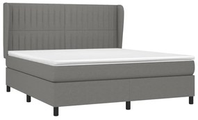 Κρεβάτι Boxspring με Στρώμα Σκούρο Γκρι 180x200 εκ Υφασμάτιν - Γκρι