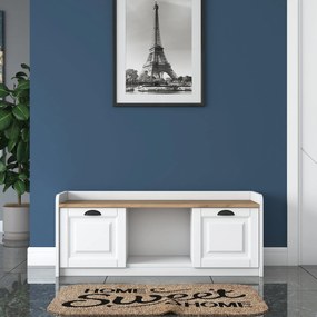 Παπουτσοθήκη P2 - 1808 - Χρώμα Λευκό &amp; Καρυδί - 120x40x45εκ