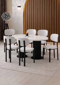 Stewehome Σετ Τραπεζαρίας Bohem Μάρμαρο Λευκό Μαύρο 170x90x75 cm