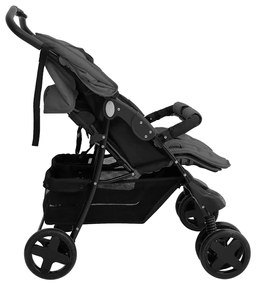 vidaXL Καρότσι Διδύμων Σκούρο Γκρι Ατσάλινο