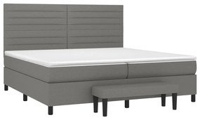 vidaXL Κρεβάτι Boxspring με Στρώμα Σκούρο Γκρι 200x200 εκ. Υφασμάτινο