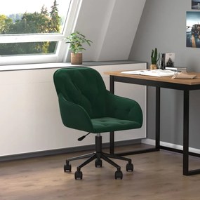 Καρέκλα Γραφείου Περιστρεφόμενη Σκούρο Πράσινο Βελούδινη