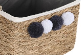 Σετ Καλαθιών DKD Home Decor Φυσική ίνα Πομπώματα 33 x 33 x 25 cm