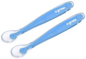 U-Grow UG-032LB Βρεφικό Σετ με Κουτάλια από Σιλικόνη Γαλάζια