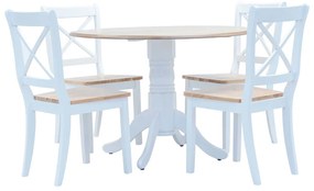 vidaXL Σετ Τραπεζαρίας 5 τεμ. Λευκό/Καφέ Μασίφ Ξύλο Καουτσουκόδεντρου