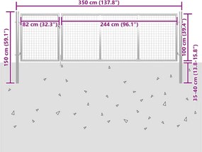 vidaXL Πόρτα Περίφραξης Κήπου Ασημί 350 x 100 εκ. Ατσάλινη