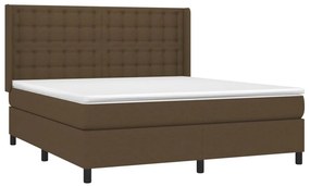 vidaXL Κρεβάτι Boxspring με Στρώμα &amp; LED Σκ.Καφέ 180x200εκ. Υφασμάτινο