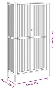 Ψηλό Ντουλάπι Μαύρο 85 x 40 x 180 εκ. από Γυαλί και Ατσάλι - Μαύρο