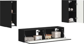 vidaXL Σετ επίπλου τηλεόρασης 4 pcs Μαύρο Επεξεργασμένο ξύλο