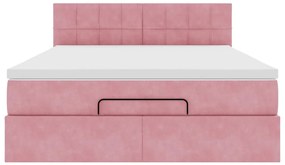vidaXL Οθωμανικό κρεβάτι με στρώμα ροζ 140x200cm Βελούδο