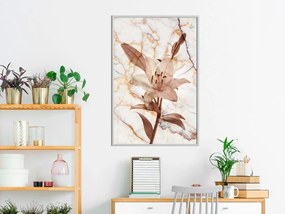 Αφίσα - Lily on Marble Background - 30x45 - Χρυσό - Με πασπαρτού