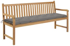 vidaXL Παγκάκι Κήπου 175 εκ. από Μασίφ Ξύλο Teak με Γκρι Μαξιλάρι