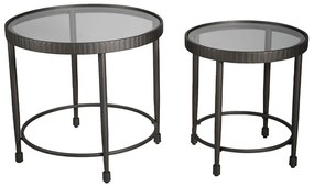 Liberta GRANAZ SIDE TABLE SET 2ΤΕΜ ΜΑΥΡΟ ΜΑΥΡΟ 65x65xH60cm 65x65xH60cm 04-1103