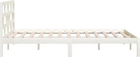 vidaXL Πλαίσιο Κρεβατιού Λευκό 180 x 200 εκ. Μασίφ Ξύλο Super King