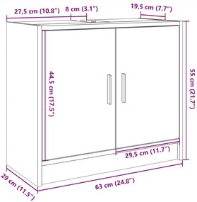 Ντουλάπι Νιπτήρα Λευκό 63x29x55 εκ. Επεξ. Ξύλο - Λευκό