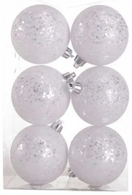 Σετ Χριστουγεννιάτικες μπάλες - 10cm - 6pcs - 326000 - White-326000_WHITE
