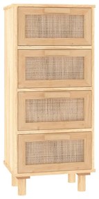 Συρταριέρα Καφέ 40 x 30 x 90 εκ. Μασίφ Πεύκο &amp; Φυσικό Ρατάν - Καφέ