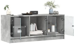 vidaXL Έπιπλο Τηλεόρασης Γκρι Σκυροδ. 102x37x42 εκ. Γυάλινες Πόρτες