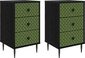 vidaXL Κομοδίνο GELEEN 2 τμχ. Μαύρη Δρυς 36 x 33 x 61 εκ.