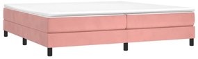 vidaXL Κρεβάτι Boxspring με Στρώμα Ροζ 200x200 εκ. Βελούδινο
